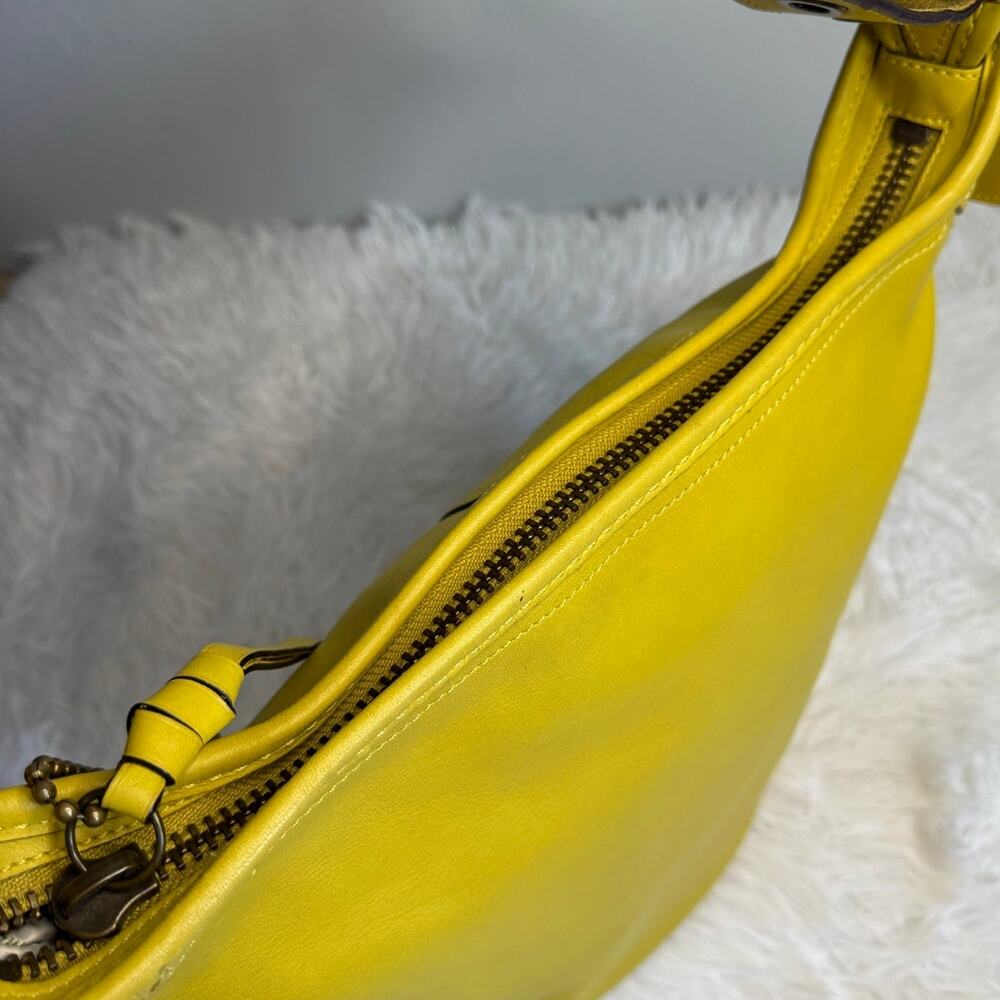 y2k COACH 2007 Bleecker 11422 Yellow Duffle Bucket Shoulder Bag Crossbodyble - Picture 9 of 12